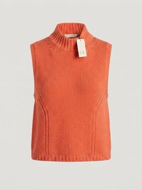 SHU SHU Women’s Medium Orange Mock Neck Sleeveless Knit Sweater Vest NWT